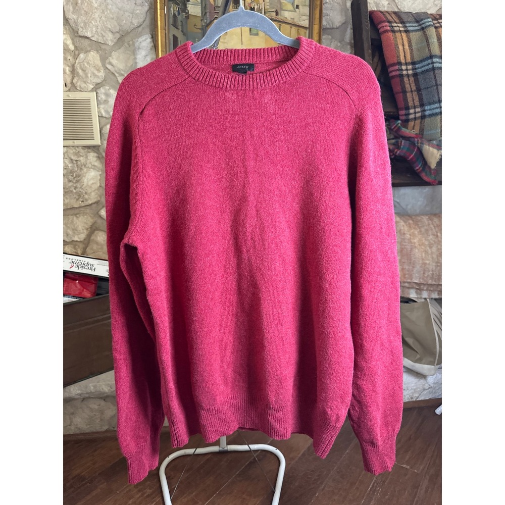J. Crew Men's XLT Red 100 Lambswool Crew Neck‎ Sweater